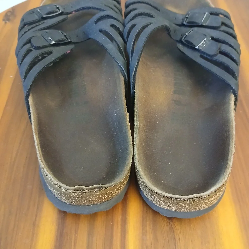 Birkenstock Granada Women 39 Black Sandals Slides Straps Cork Footbed